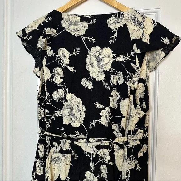 FREE PEOPLE French Quarter Mini Wrap Dress Flutter Floral Black White Small - Picture 8 of 10